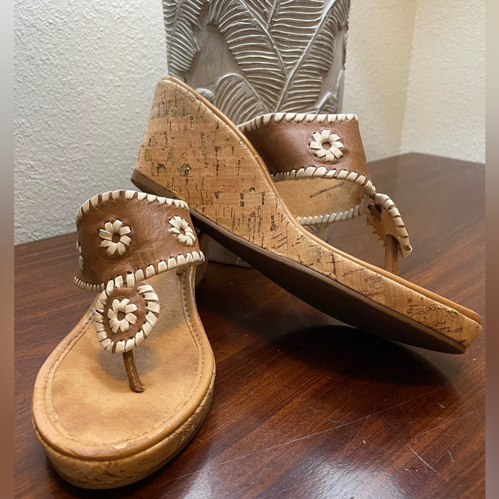 Jack Rogers Leather 2” Wedge Sandals Size 9